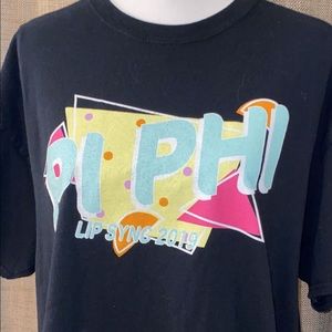 retro pi phi lip sync for literacy t-shirt Size XL